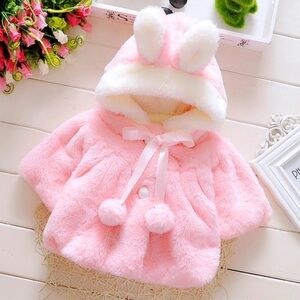 NWT PatPat 12-18 months Pink & White Bunny rabbit Coat Jacket